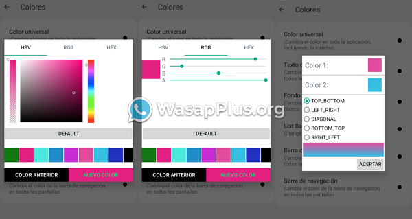 color universal de whatsapp plus