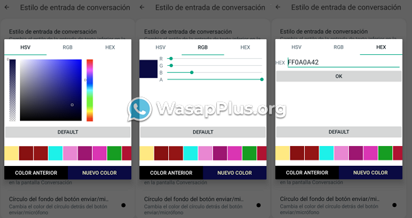 como cambiar el color de la entrada de conversacion de whatsapp plus paso 3